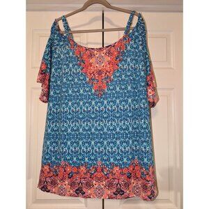 Avenue Zoey Cold Shoulder Tunic - Size 22/24 - NWT - Red Scarf